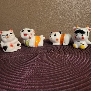 Set of 4 Simple Ceramic Animal Figurines